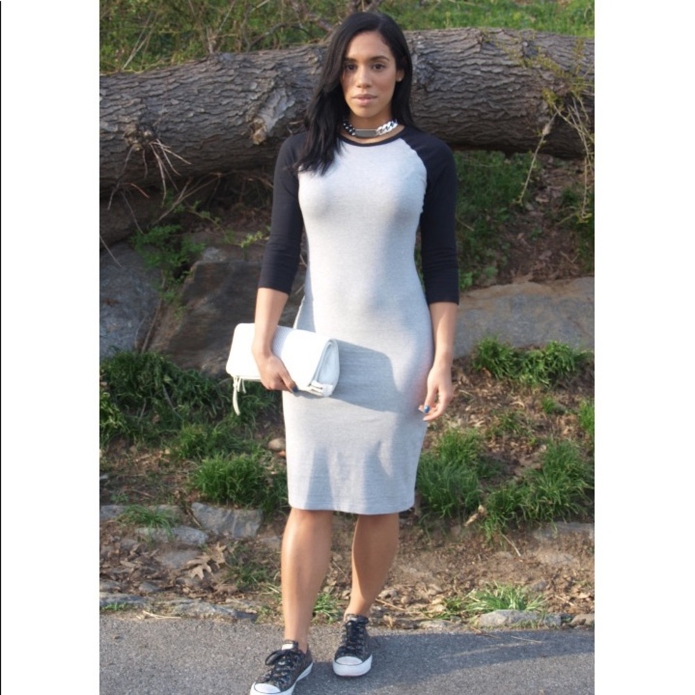 Baseball Tee Fitted Midi Dress